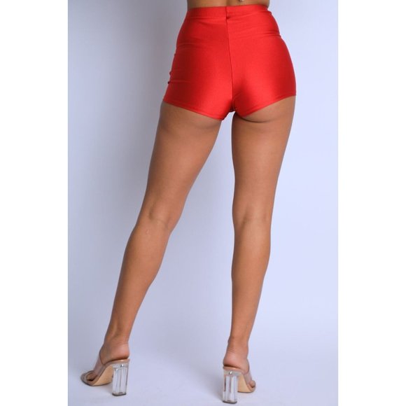 Women High Waist Shiny Tricot Stretchy Skinny Rave Dance Yoga Biker Shorts S M L - Picture 5 of 9